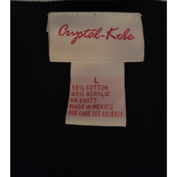 Crystal-Kobe Black Embroidered Floral‎ Granny Cottage Core Cardigan Sweater - L - Picture 4 of 6